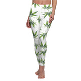 Marijuana Print Casual Leggings - white