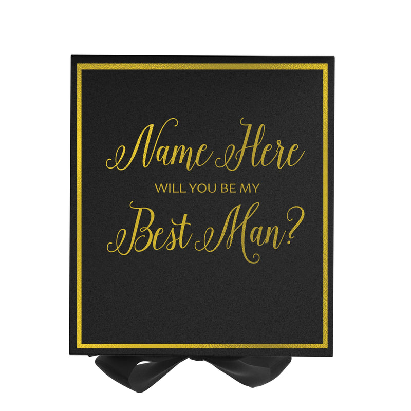 Personalized Will You Be My Best Man? Proposal Box Black w/ Bow -  Border
