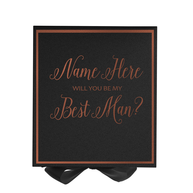 Personalized Will You Be My Best Man? Proposal Box Black w/ Bow -  Border