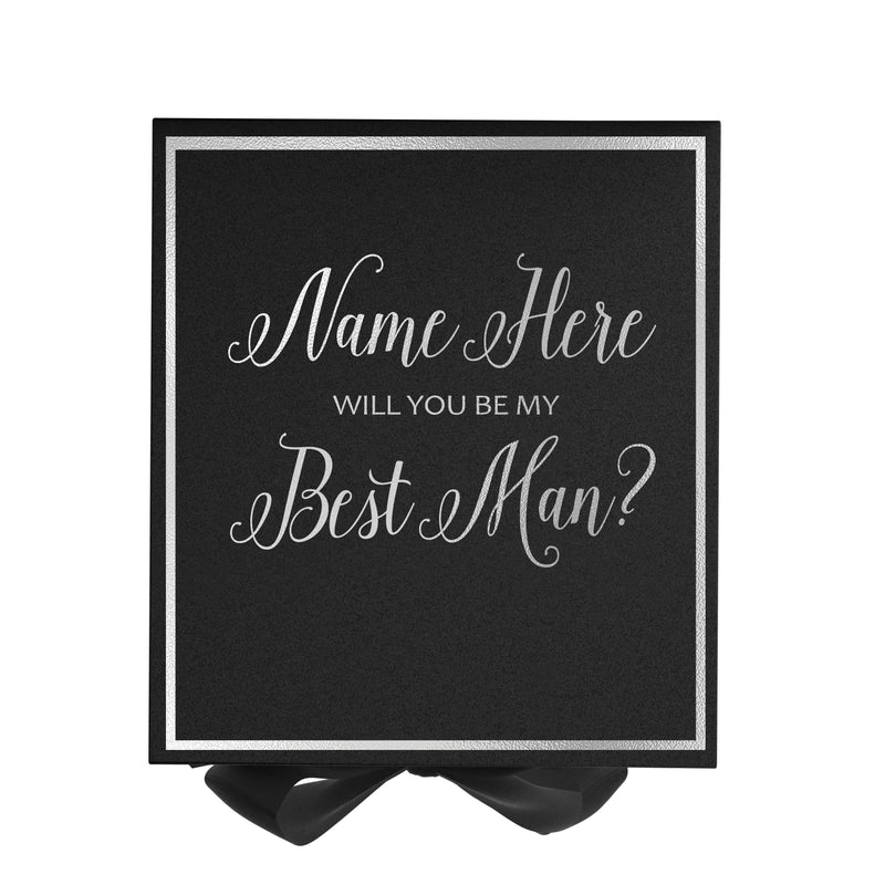 Personalized Will You Be My Best Man? Proposal Box Black w/ Bow -  Border