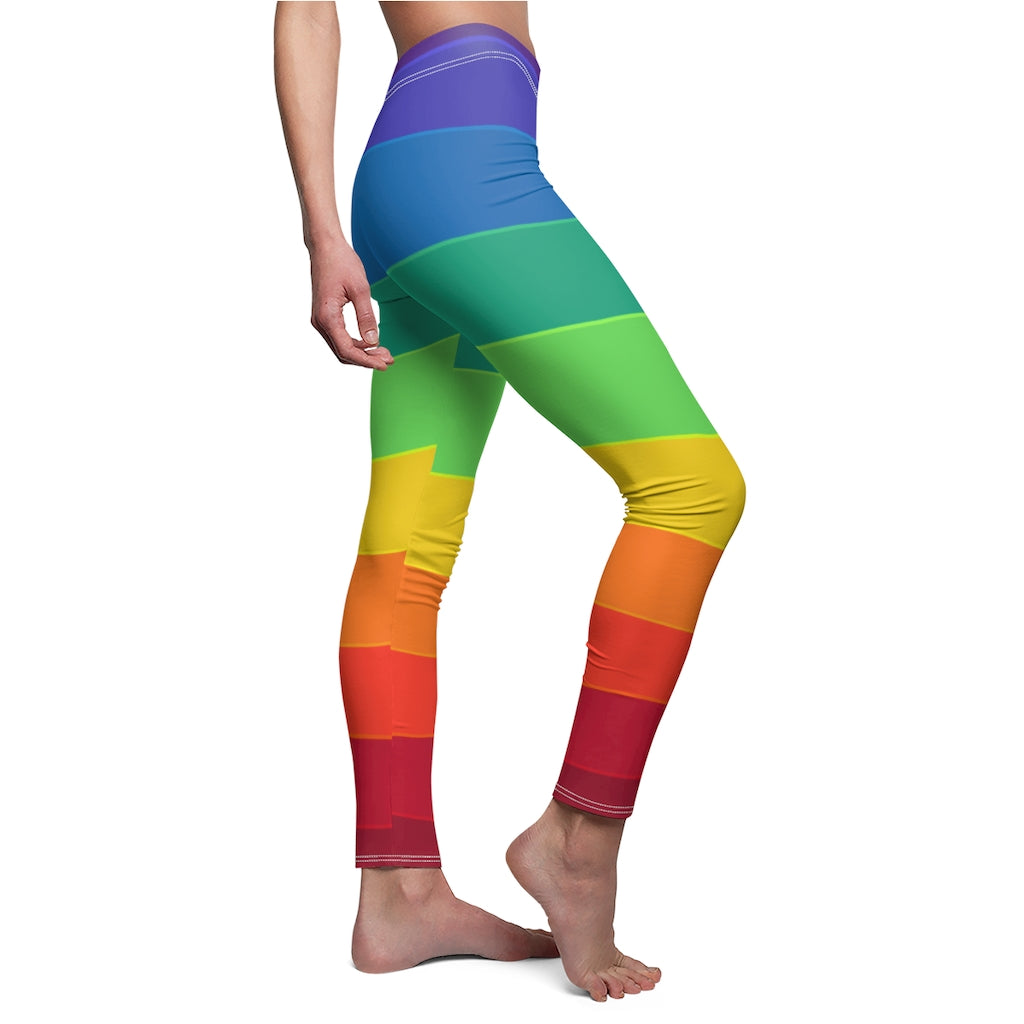 Rainbow Print Casual Leggings - Black