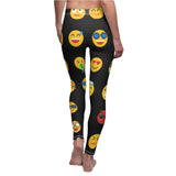 Emoji Print Casual Leggings - Black