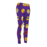 Emoji Print Casual Leggings - Purple