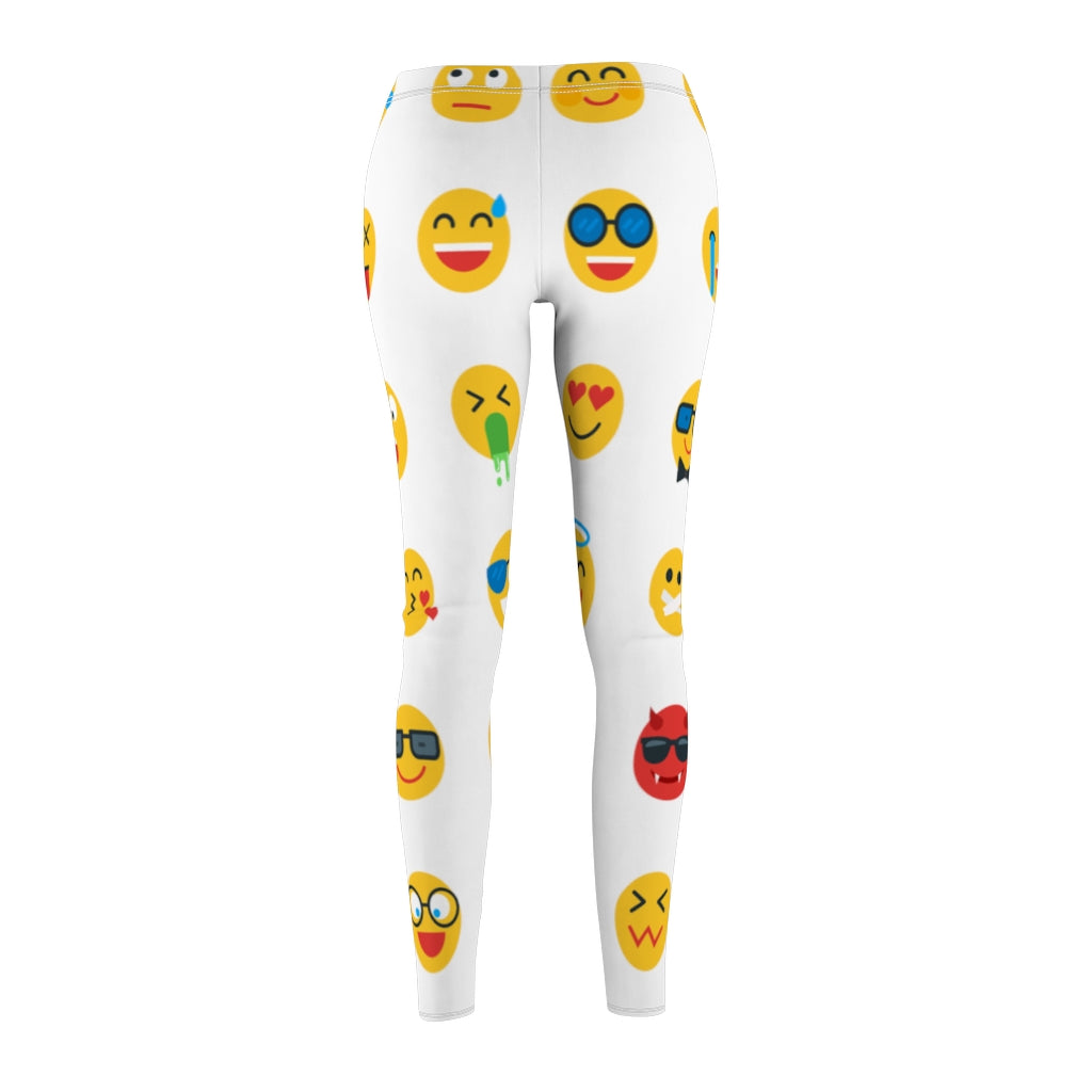 Emoji Print Casual Leggings - White