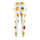 Emoji Print Casual Leggings - White