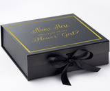 Personalized Will You Be My Flower Girl? Proposal Box Black w/ Bow -  Border