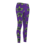 Marijuana Print Casual Leggings - purple