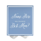 Personalized Will You Be My Best Man  Box? Proposal Box Light Blue w/ Bow white -  Border