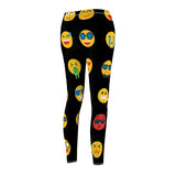 Emoji Print Casual Leggings - Black