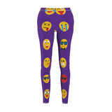 Emoji Print Casual Leggings - Purple