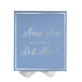 Personalized Will You Be My Best Man  Box? Proposal Box Light Blue w/ Bow white -  Border