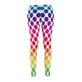 Colorful Polka Dots Print Casual Leggings - White