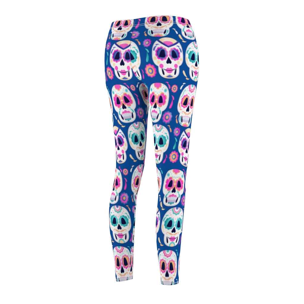 Day of the Dead Casual Leggings - Blue