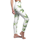 Marijuana Print Casual Leggings - white