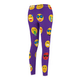 Emoji Print Casual Leggings - Purple