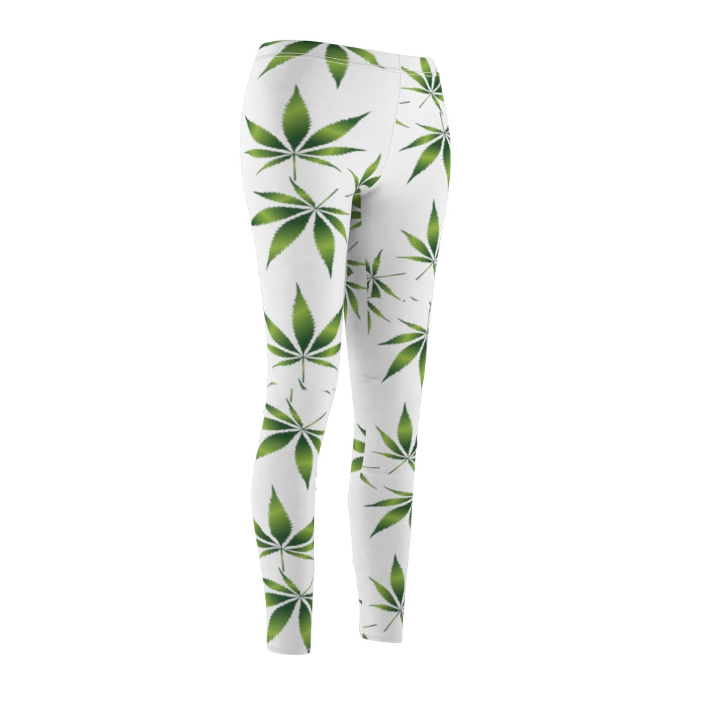 Marijuana Print Casual Leggings - white