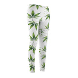 Marijuana Print Casual Leggings - white