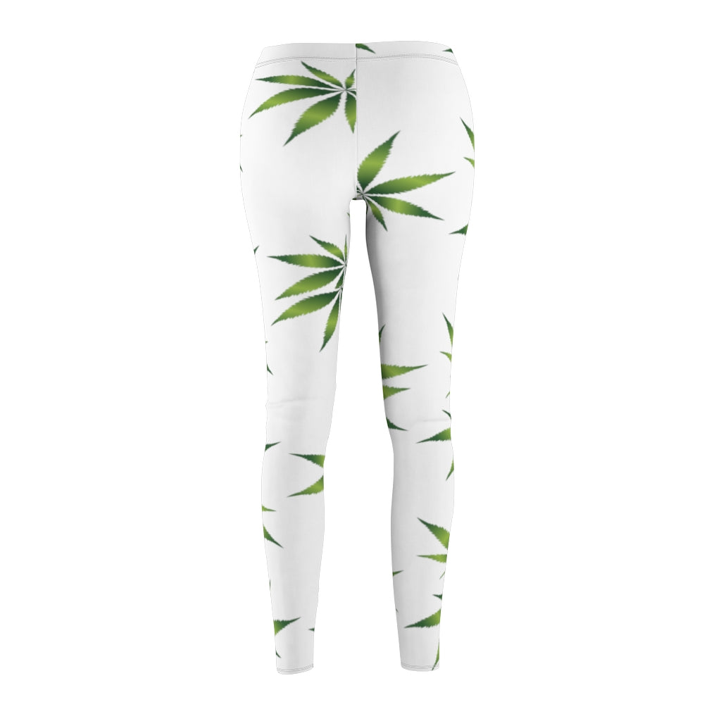 Marijuana Print Casual Leggings - white