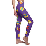 Emoji Print Casual Leggings - Purple