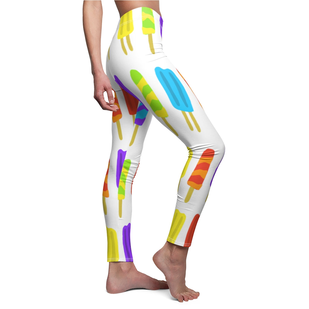 Popsicle Print Casual Leggings - White