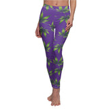 Marijuana Print Casual Leggings - purple