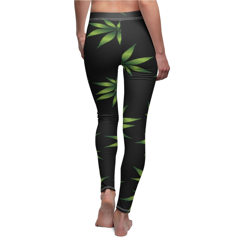 Marijuana Print Casual Leggings - black