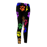 Colorful Paw Print Casual Leggings - Black