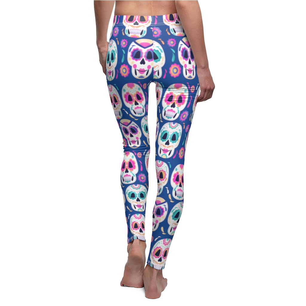 Day of the Dead Casual Leggings - Blue