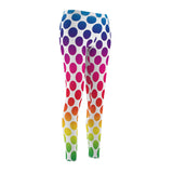 Colorful Polka Dots Print Casual Leggings - White