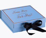 Personalized Will You Be My Best Man  Box? Proposal Box Light Blue w/ Bow Blk -  Border