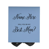 Personalized Will You Be My Best Man  Box? Proposal Box Light Blue w/ Bow white - No Border