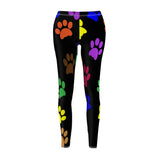 Colorful Paw Print Casual Leggings - Black