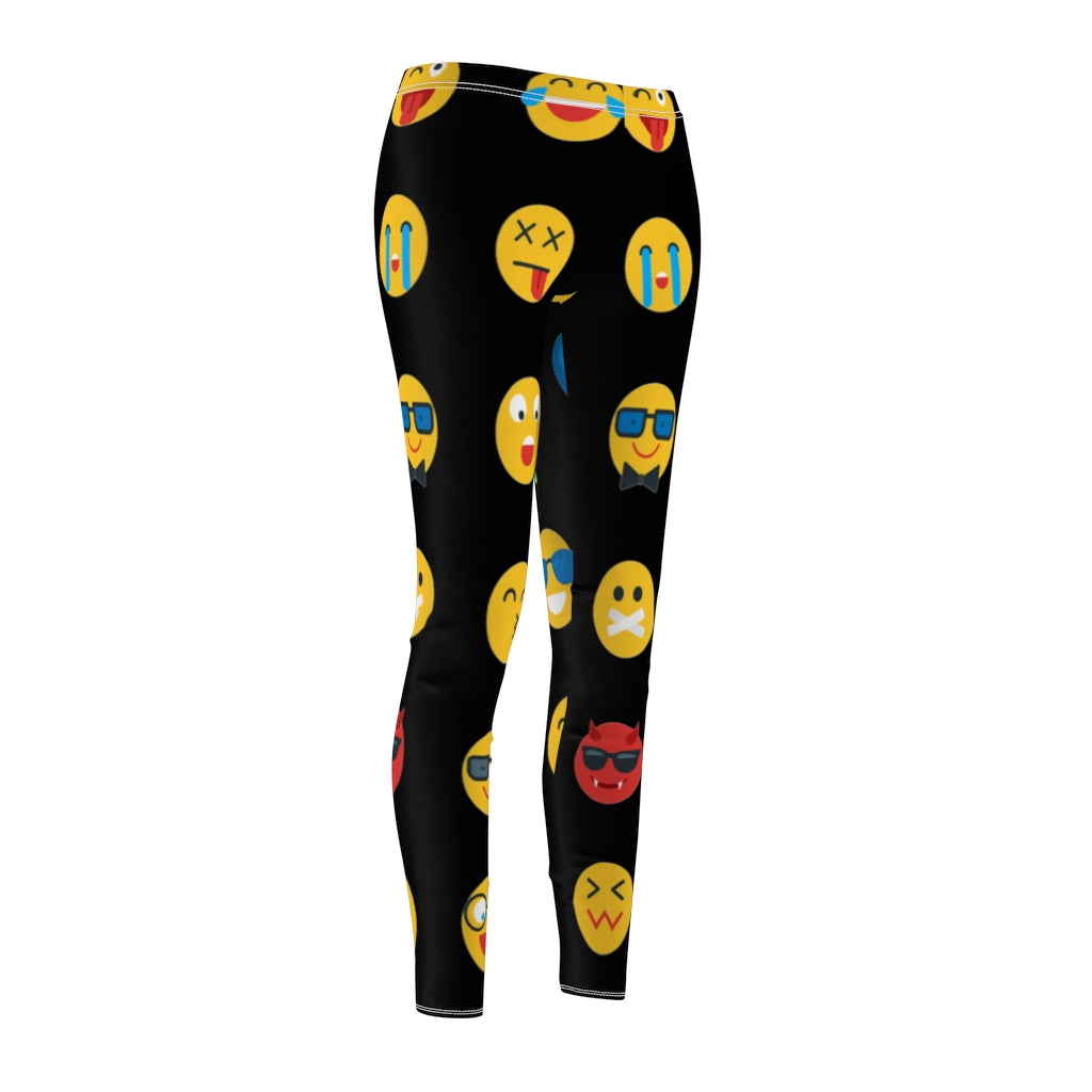 Emoji Print Casual Leggings - Black