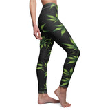 Marijuana Print Casual Leggings - black