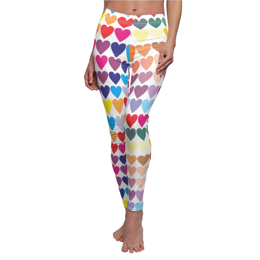 Heart Print Casual Leggings - Black