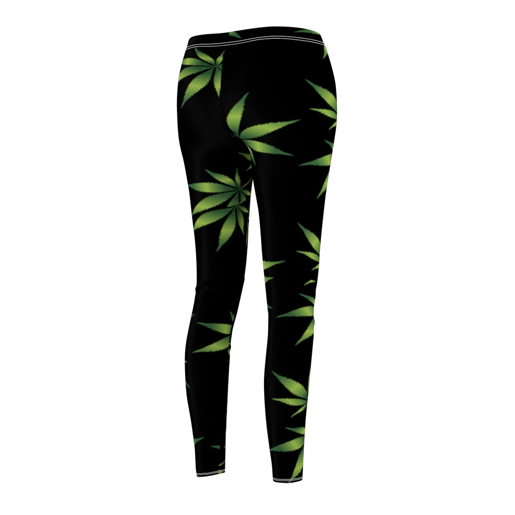 Marijuana Print Casual Leggings - black