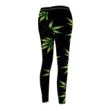 Marijuana Print Casual Leggings - black