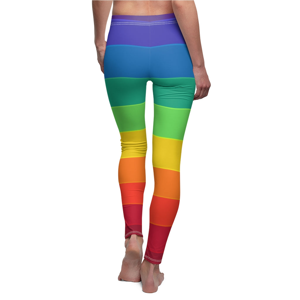 Rainbow Print Casual Leggings - Black