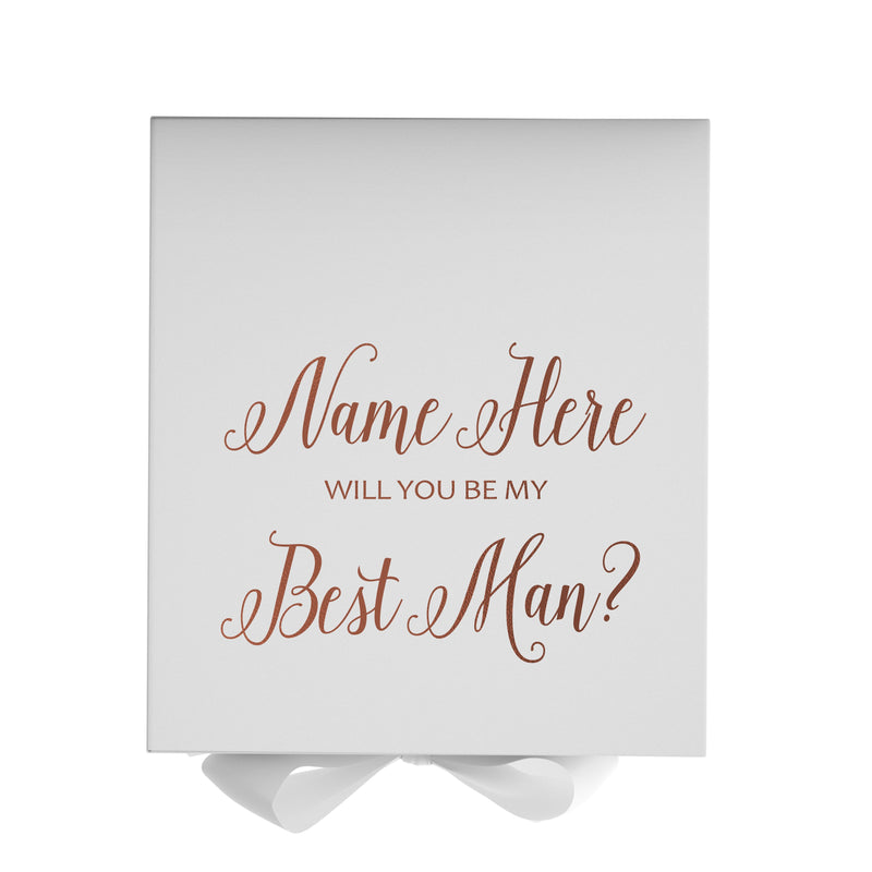 Personalized Will You Be My Best Man Box? Proposal Box White w/ Bow white - No Border-Sensual Baskets | Romance Baskets With Benefits