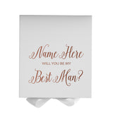 Personalized Will You Be My Best Man Box? Proposal Box White w/ Bow white - No Border-Sensual Baskets | Romance Baskets With Benefits