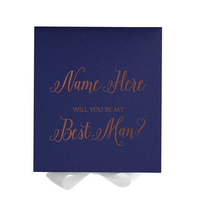 Personalized Will You Be My Best Man  Box? Proposal Box Navy Blue w/ Bow white - No Border