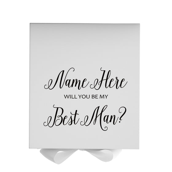 Personalized Will You Be My Best Man Box? Proposal Box White w/ Bow white - No Border-Sensual Baskets | Romance Baskets With Benefits