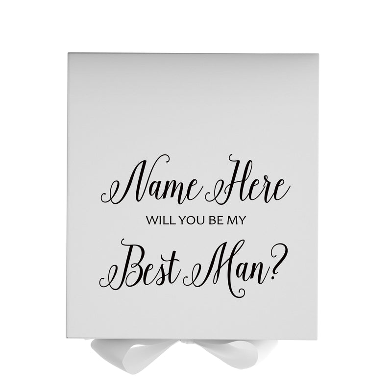 Personalized Will You Be My Best Man Box? Proposal Box White w/ Bow white - No Border-Sensual Baskets | Romance Baskets With Benefits