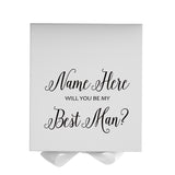 Personalized Will You Be My Best Man Box? Proposal Box White w/ Bow white - No Border-Sensual Baskets | Romance Baskets With Benefits