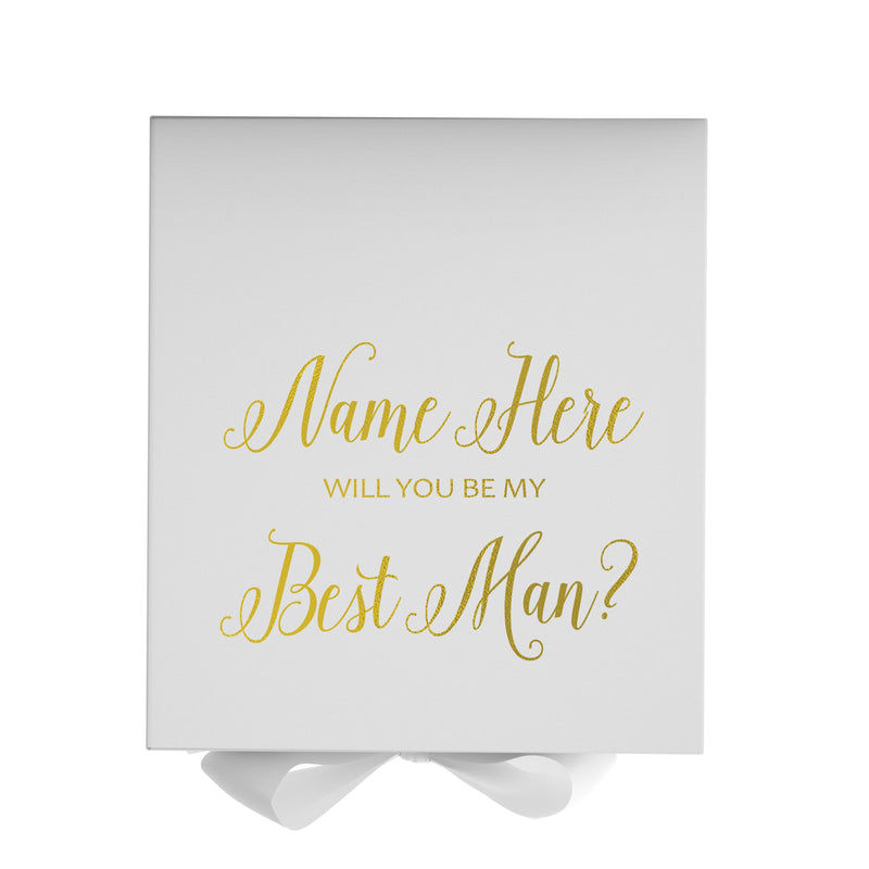 Personalized Will You Be My Best Man Box? Proposal Box White w/ Bow white - No Border-Sensual Baskets | Romance Baskets With Benefits