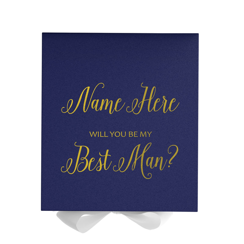 Personalized Will You Be My Best Man  Box? Proposal Box Navy Blue w/ Bow navy - No Border