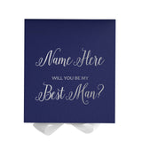 Personalized Will You Be My Best Man  Box? Proposal Box Navy Blue w/ Bow white - No Border