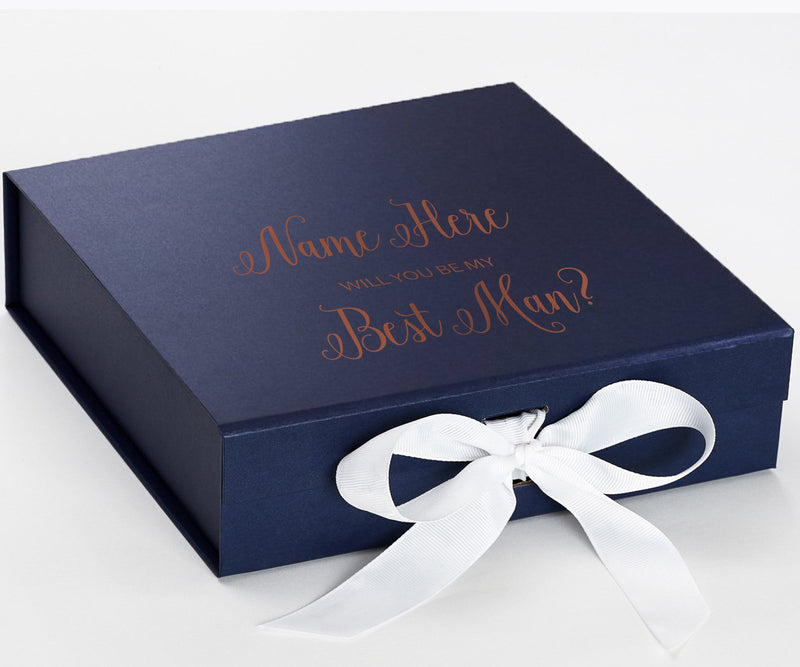 Personalized Will You Be My Best Man  Box? Proposal Box Navy Blue w/ Bow navy - No Border