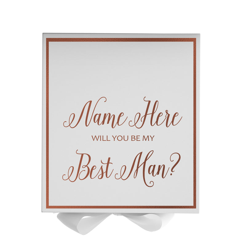 Personalized Will You Be My Best Man  Box? Proposal Box White w/ Bow white -  Border