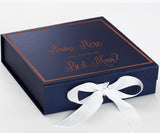 Personalized Will You Be My Best Man  Box? Proposal Box Navy Blue w/ Bow white -  Border